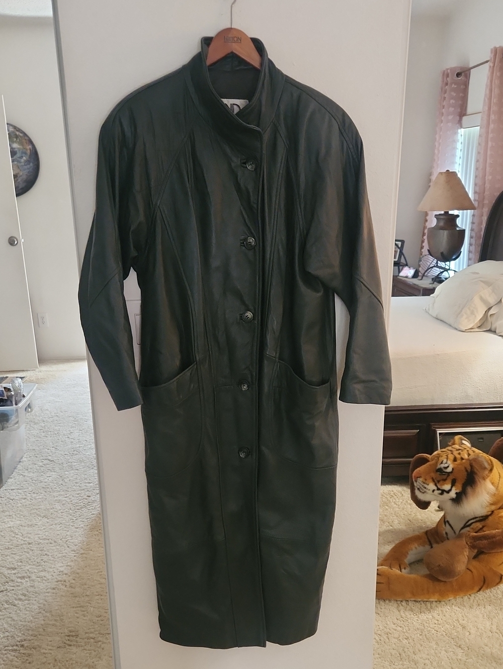 LNR Rare Green Leather Trench Coat